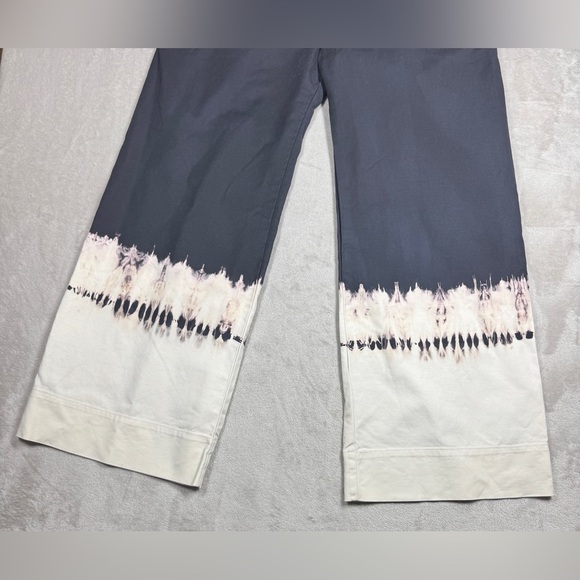 By Anthropologie Fatima Dip Dyed Wide Leg Cropped Grey White Boho Pants Size 27 - Picture 5 of 16